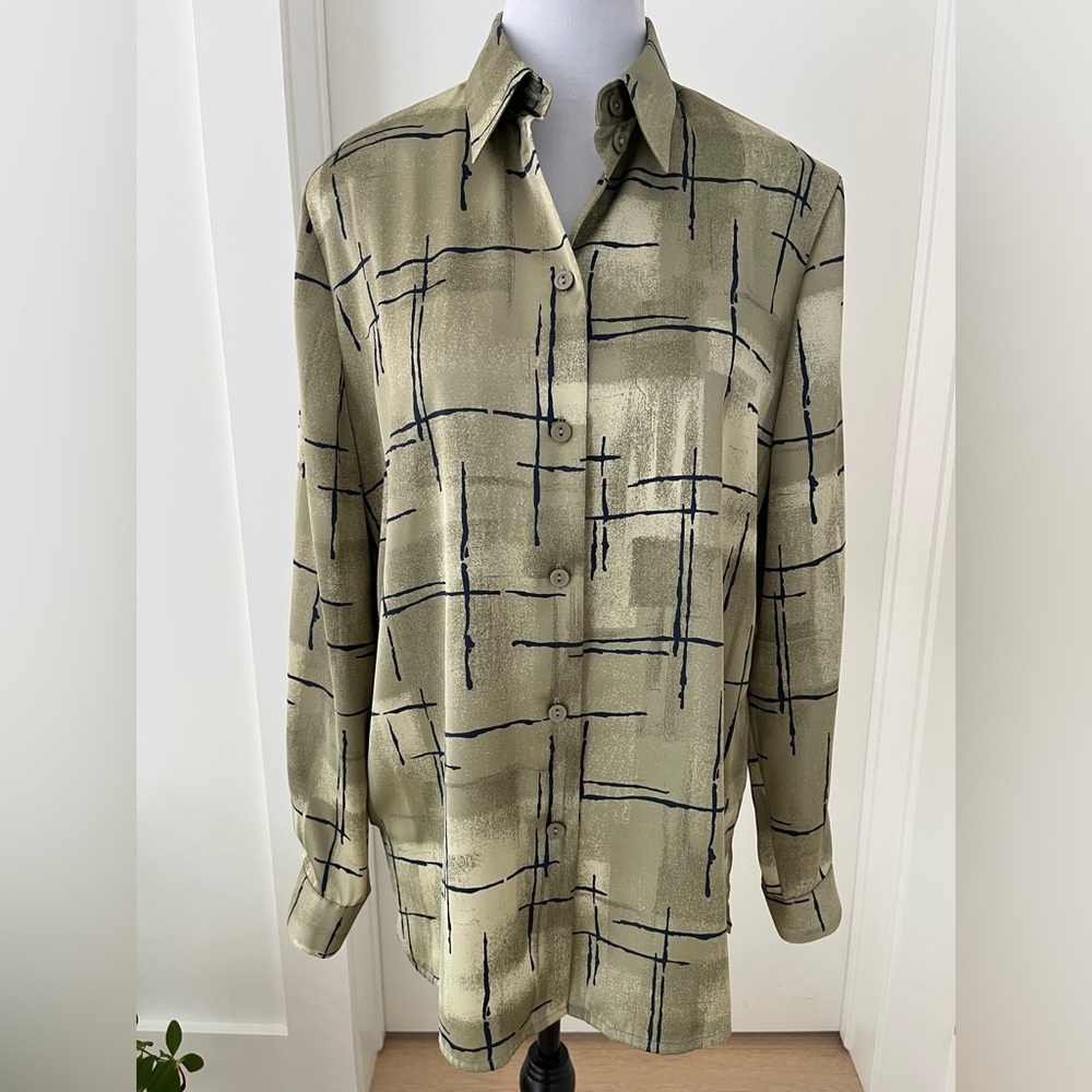 SOMMERMANN Long Sleeve Button Front Blouse Abstract Print Business Professional